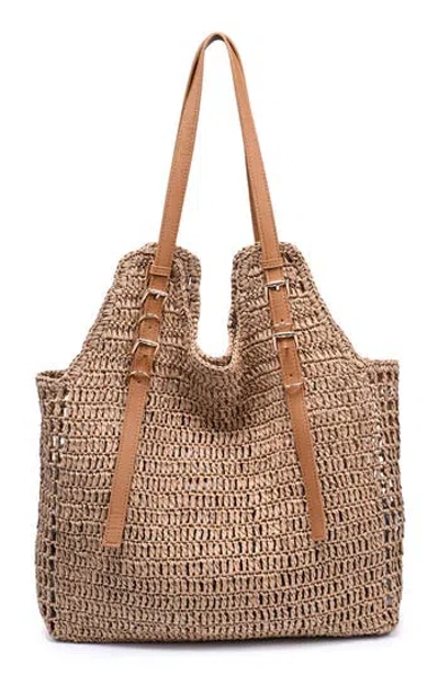 Moda Luxe Straw Tote In Brown