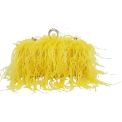 Moda Luxe Women's Harlowe Feather Evening Bag In Yellow