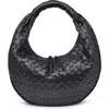 Moda Luxe Woven Faux Leather Hobo Bag In Black