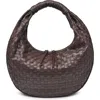 Moda Luxe Woven Faux Leather Hobo Bag In Espresso