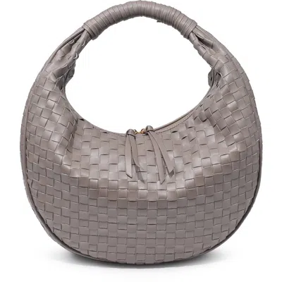 Moda Luxe Woven Faux Leather Hobo Bag In Grey