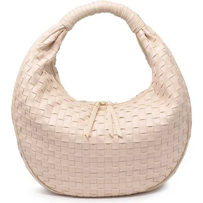 Moda Luxe Woven Faux Leather Hobo Bag In Ivory