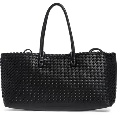 Moda Luxe Woven Stitch Shoulder Bag In Black