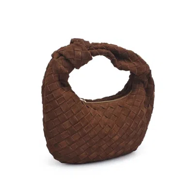 Moda Luxe Woven Suede Leather Bag In Chocolate