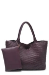 Moda Luxe Woven Unlined Tote Bag And Pouch In Espresso