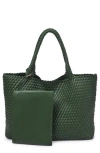 Moda Luxe Woven Unlined Tote Bag And Pouch In Forest