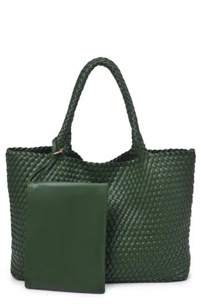 Moda Luxe Woven Unlined Tote Bag And Pouch In Forest