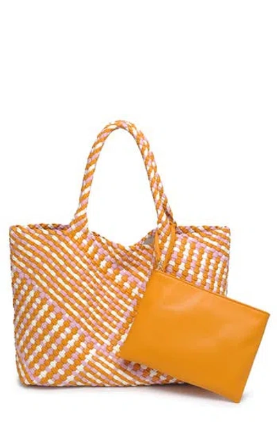 Moda Luxe Woven Unlined Tote Bag And Pouch In Multi