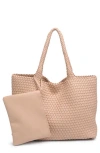 Moda Luxe Woven Unlined Tote Bag And Pouch In Natural