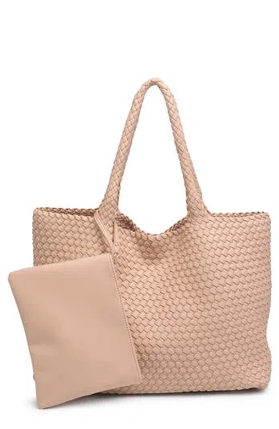 Moda Luxe Woven Unlined Tote Bag And Pouch In Natural