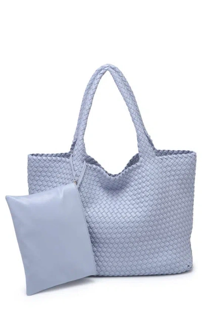 Moda Luxe Woven Unlined Tote Bag And Pouch In Blue