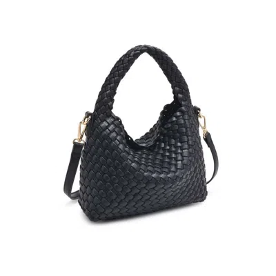 Moda Luxe Woven Vegan Leather Crossbody Bag In Black