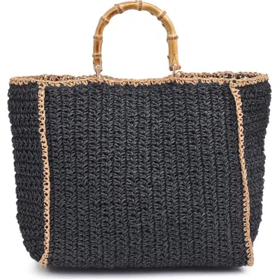 Moda Luxe Zarina Satchel In Black Natural