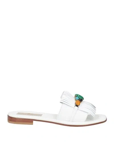 Moda Positano Woman Sandals White Size 8 Leather