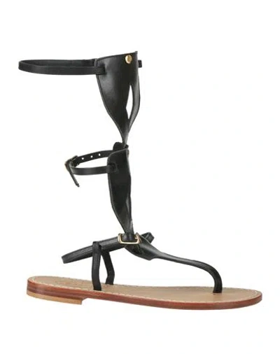 Moda Positano Woman Thong Sandal Black Size 7 Leather