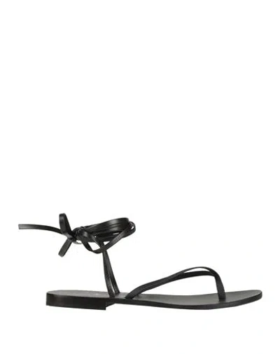 Moda Positano Woman Thong Sandal Black Size 8 Leather