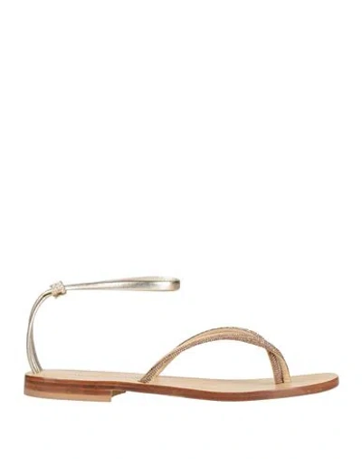 Moda Positano Woman Thong Sandal Khaki Size 11 Leather In Beige