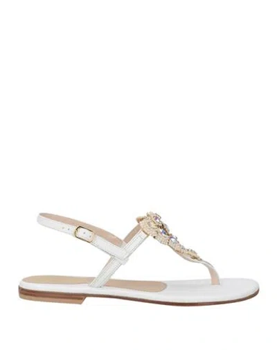 Moda Positano Woman Thong Sandal White Size 8 Leather