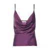 Modallica Women's Pink / Purple Elle - Violet Organic Peace Silk Top With Thin Straps In Pink/purple