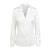 Modallica Women's White Cora - Organic Peace Silk Fitted Shirt With Open Cleavage In White