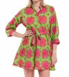 Modaposa Alcee Baroque Tile Mini Dress In Jasmine Pink In Blue