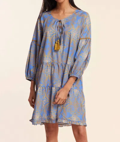 Modaposa Alcee Resort Dress In Blue/gold In Multi