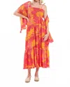 Modaposa Dianora Sleeveless Midi Dress In Orange In Multi
