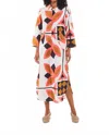 Modaposa Gabriella Maxi Caftan Shirt Dress In Bronze Pink Black In Multi
