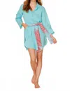 Modaposa Gabriella Tunic Shirt Dress With Pockets In Aqua Blue In Blue