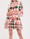 Modaposa Penelope Dress Moroccan Abstract In Pink/green