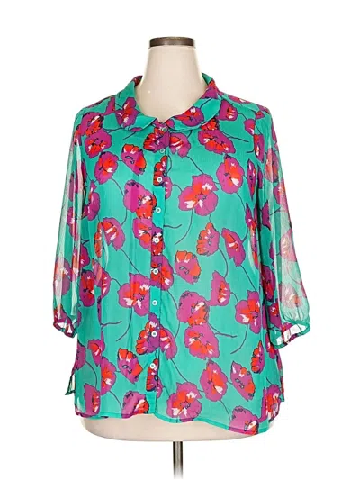 Pre-owned Modcloth 3/4 Sleeve Blouse In Blue