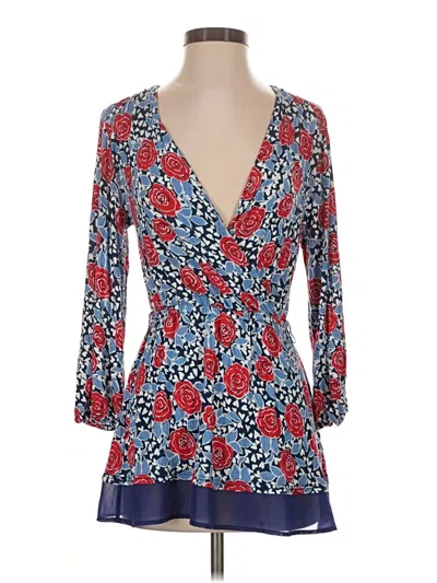 Pre-owned Modcloth 3/4 Sleeve Blouse In Blue