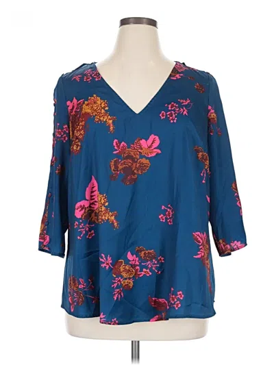 Pre-owned Modcloth 3/4 Sleeve Blouse In Blue