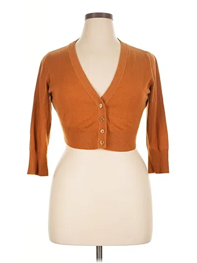 Pre-owned Modcloth 3/4 Sleeve Top Brown Sweetheart Neckline Tops