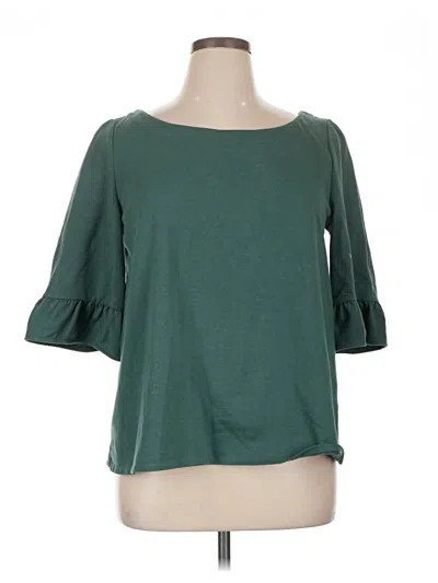 Pre-owned Modcloth 3/4 Sleeve Top Green Boatneck Tops