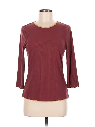 Pre-owned Modcloth 3/4 Sleeve T-shirt In Burgundy