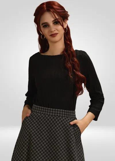 Modcloth A Crisp Autumn Breeze Boatneck Top In Black