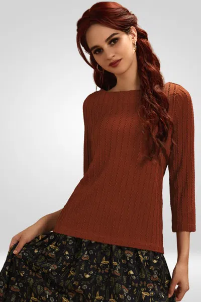 Modcloth A Crisp Autumn Breeze Boatneck Top In Rust