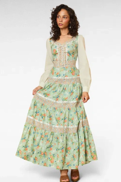 Modcloth Bella Tiered Maxi Skirt,  X Gunne Sax In Green