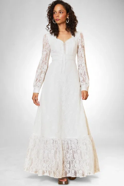 Modcloth Beth Lace Corselette Maxi Dress,  X Gunne Sax In White
