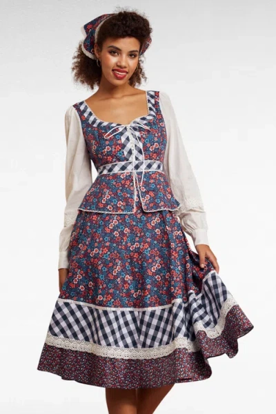Modcloth Camille Corset Midi Dress In Blue