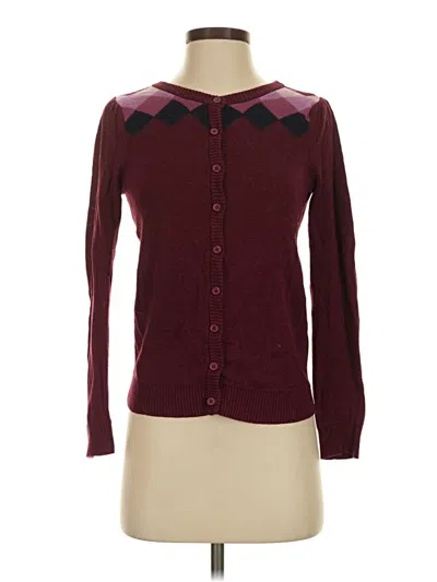 Pre-owned Modcloth Cardigan Sweater In Burgundy