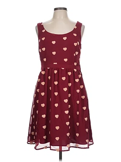 Pre-owned Modcloth Casual Dress In Burgundy