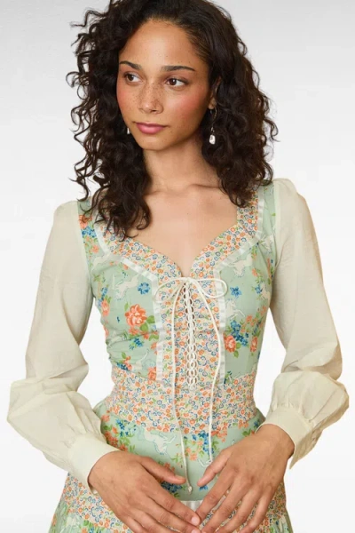 Modcloth Charlotte Corselette Top In Green