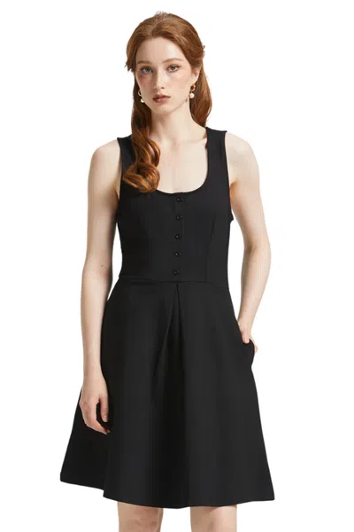 Modcloth Classically Charming Sleeveless Fit & Flare Dress In Midnight Muse