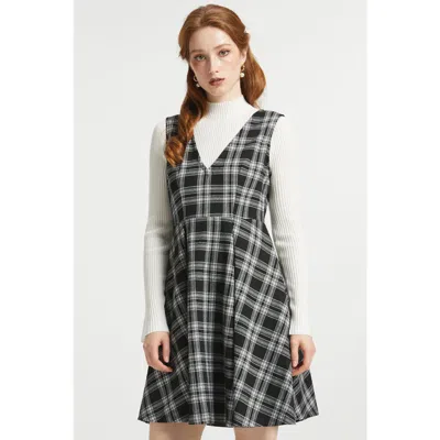 Modcloth Cute As A Nutmeg Plaid Sleeveless Fit & Flare Dress In Twilight Zone Plaid
