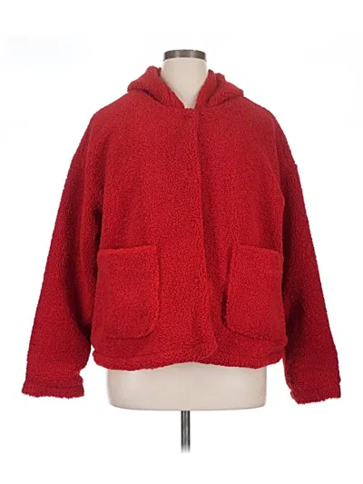 Pre-owned Modcloth Faux Fur Jacket In Red