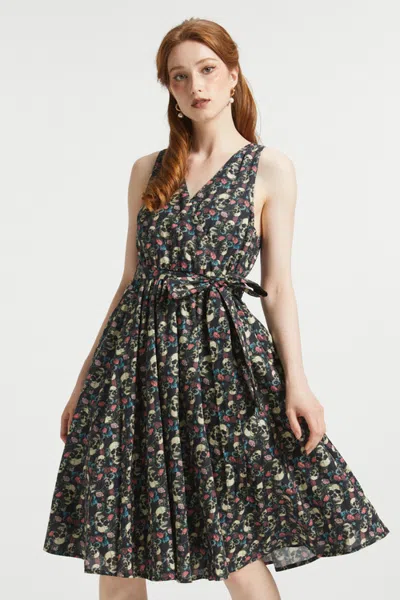 Modcloth Instant Energy Faux Wrap Halloween Dress In Dead Gorgeous