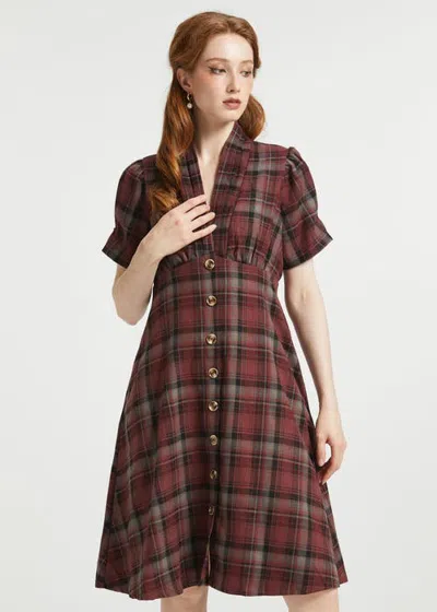 Modcloth Ivy League Charm Fit & Flare Dress In Cranberry Scholar