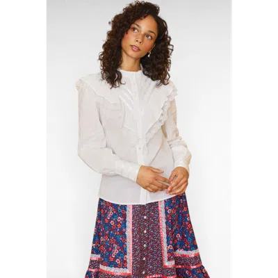 Modcloth Karina Edwardian Ruffle Blouse In White